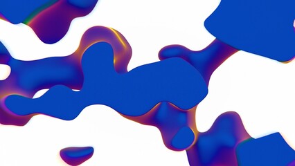Abstract organic shapes in blue and pink with flowing cutouts..