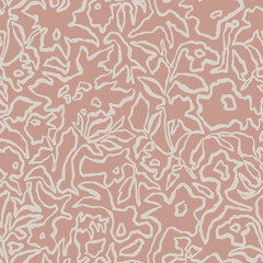 Vector outline botanical illustration seamless repeat pattern digital artwork
