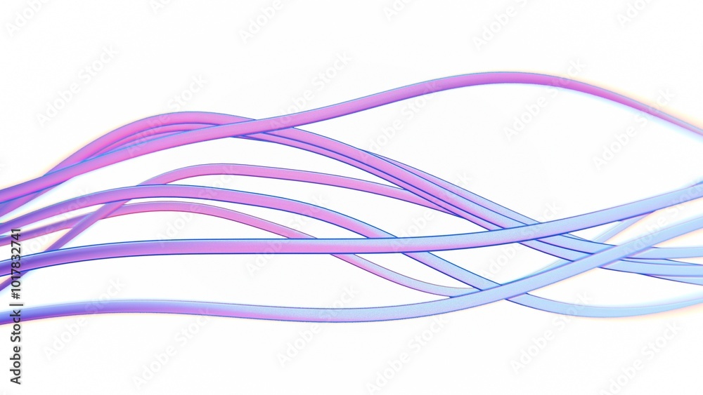 Poster Abstract floating form with iridescent pink and blue hues..