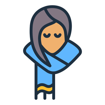 woman wearing blue scarf icon clip art preview