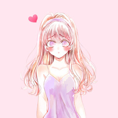 への字眉のセクシーな女性　恋愛　キャミソール