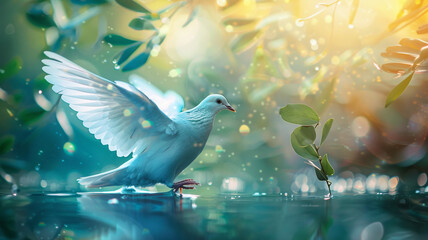 International Day of Peace	One White Dove freedom flying 