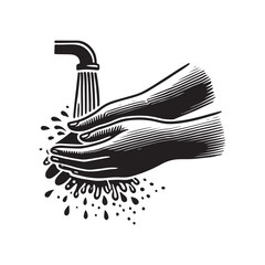 Washing Hands Under Tap vector