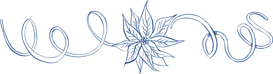 Christmas poinsettia line art illustration