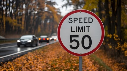 Speed limit 50 sign board