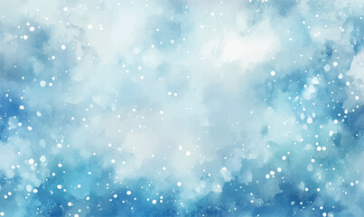 watercolor background, soft watercolor snow on a light blue background, gently blurred, creating the effect of a soft winter snowfall