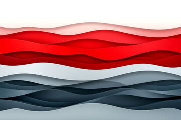 Naklejka premium A wave with red, black, and white colors. The wave is made of paper and has a very abstract look