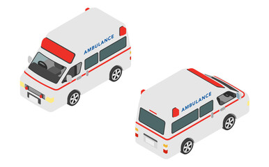 アイソメトリックイラスト：救急車 © stomy
