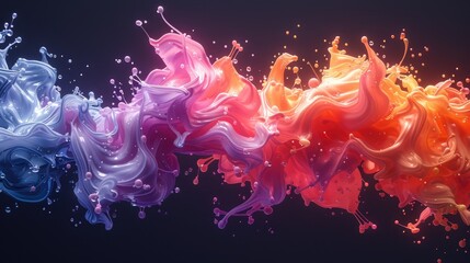 Abstract colorful liquid splash against a dark background