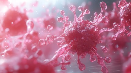 Close-up view of a virus, illustrating its structure and features.