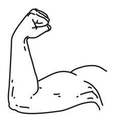 biceps muscle hands gesture easy line illustration black line on white background