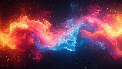Abstract Nebula of Red and Blue Hues