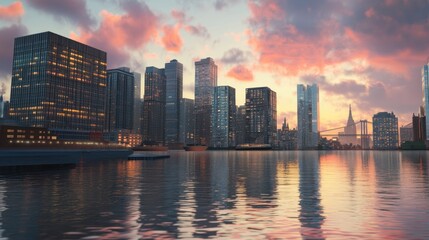 Fototapeta premium 3D animated urban video background, offering dynamic cityscapes or architectural visuals in 3D, adding a new level of realism and immersion to urban-themed content