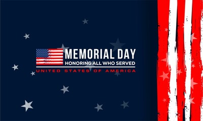 Memorial day with honoring all who served text  , background design 