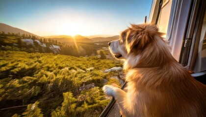 Adventure on four paws- dog enjoys the view from the motorhome