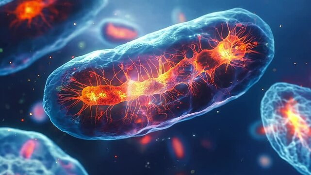 Cellular in action as mitochondria produce energy within animal cells, Biochemistry and metabolic processes