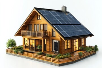 Eco-Friendly Wooden Cabin with Solar Panels