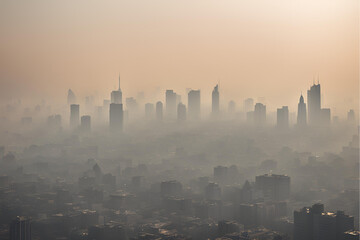 Delhi air pollution, India Gate smog, Urban traffic in Delhi, Smoggy morning at India Gate, Air pollution in New Delhi, Traffic congestion and pollution, Hazy skyline of Delhi Stock Photo.