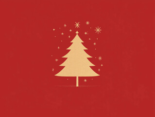 Fototapeta premium abstract amnd modern illustration of a christmas tree on a red background for a christmas greeting card