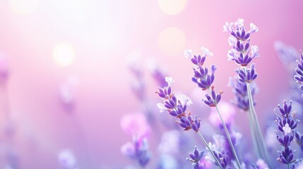 Obraz premium A serene close-up of lavender flowers against a soft, colorful background, evoking tranquility and beauty.