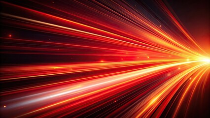 Fototapeta premium Abstract background of red light streaks moving fast on dark background