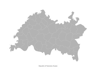 Vector isolated illustration with authors vision. Simplified administrative map of Republic of Tatarstan, Russia. Grey shapes