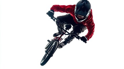 Naklejka premium Silhouette of a BMX Rider Performing a Trick