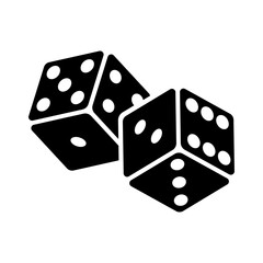 Silhouette of a Pair of black dice falling showing random numbers vector illustration