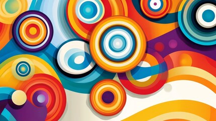 Naklejka premium Abstract Composition of Overlapping Shapes with Vibrant Colors and Movement