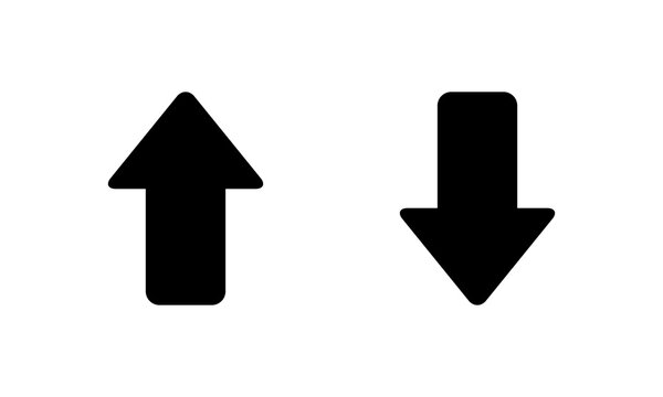 Up and down arrow icon in rounded corner. Upward and downward sign symbol