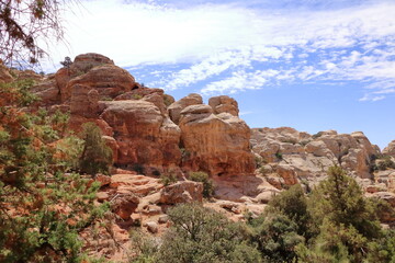 Typical landscape and rock forms in Dana Biosphere Nature Reserve National Park, Jordan