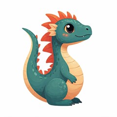 Green dragon on a white background, cartoon style.