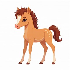 Pony on a white background, cartoon style.