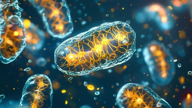Cellular in action as mitochondria produce energy within animal cells, Biochemistry and metabolic processes	