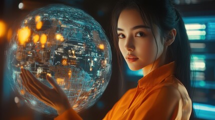 The Woman with Holographic Globe