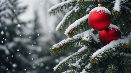 red christmas ball on a tree