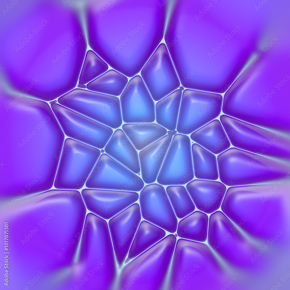 Poster stylized complex organic pattern with trendy blue-violet gradient. 3d rendering illustration