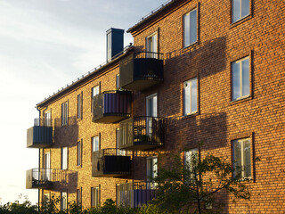Facade of a old mansion block around Stockholm in Sweden