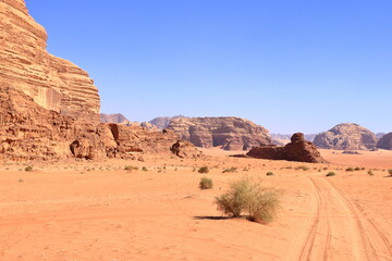 Scenic view of rocks in Wadi Rum desert, Jordan