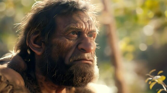 An extinct species of an early human, primitive man, early human existence, tools, culture, and survival in the ancient epochs of our evolutionary past	