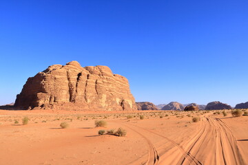 Scenic view of rocks in Wadi Rum desert, Jordan