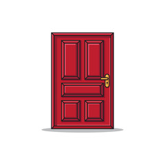 illustration of minimalist red door