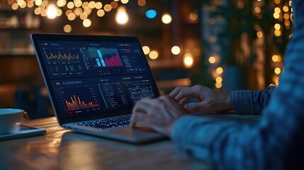 Person Analyzing Data on Laptop in a Cozy Setting