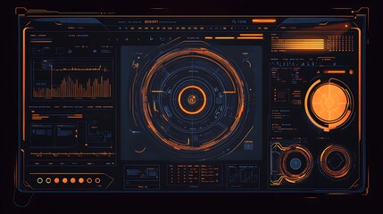 Fototapeta premium Futuristic HUD with Orange and Blue Graphics