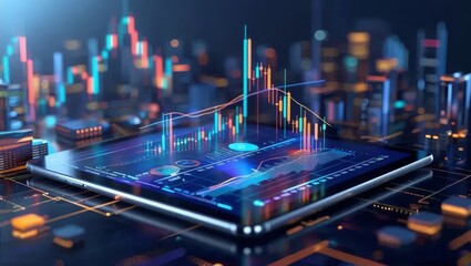 Digital Financial Data Visualization on Tablet Screen