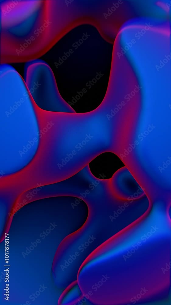 Poster abstract organic shapes in blue and red with smooth gradients