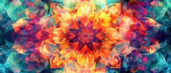Abstract kaleidoscope background. Beautiful multicolor kaleidoscope texture. Unique kaleidoscope design.