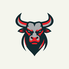 Bull head logo with red shading variations