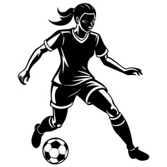 Naklejka premium female football player dribbling ball vector
