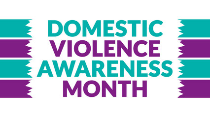 Domestic Violence Awareness Month text with side lines on a White background. Which is observed every year in October to celebrate and wish Domestic Violence Awareness Month.